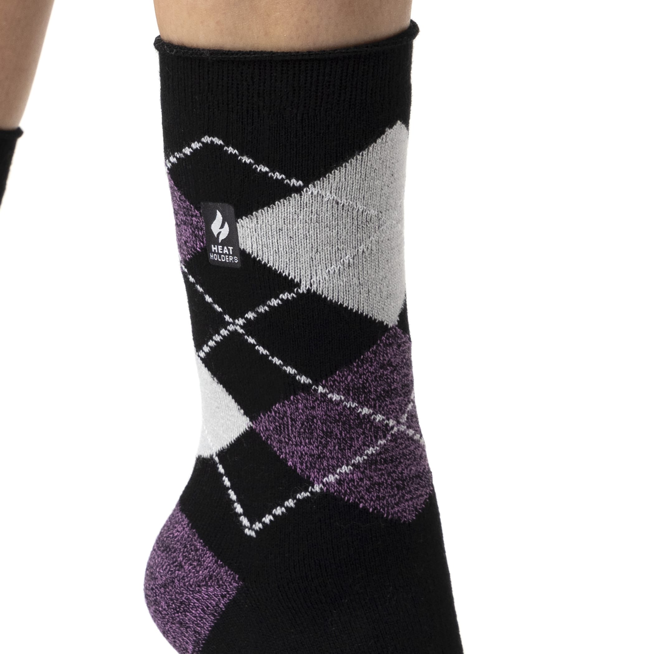 Meia Térmica Feminina Heat Holders Ultra Lite 1.0 Cano Médio Xadrez Argyle