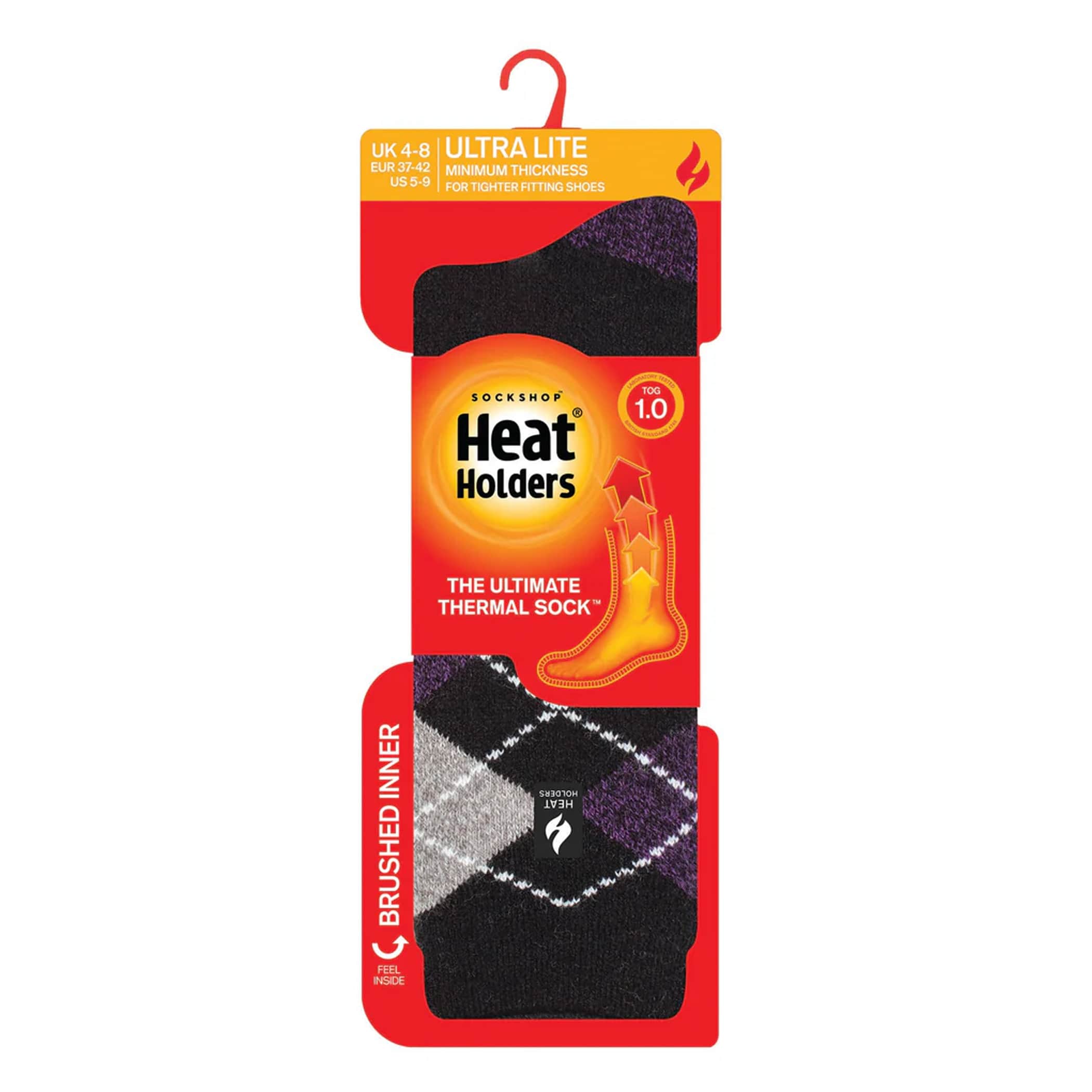 Meia Térmica Feminina Heat Holders Ultra Lite 1.0 Cano Médio Xadrez Argyle