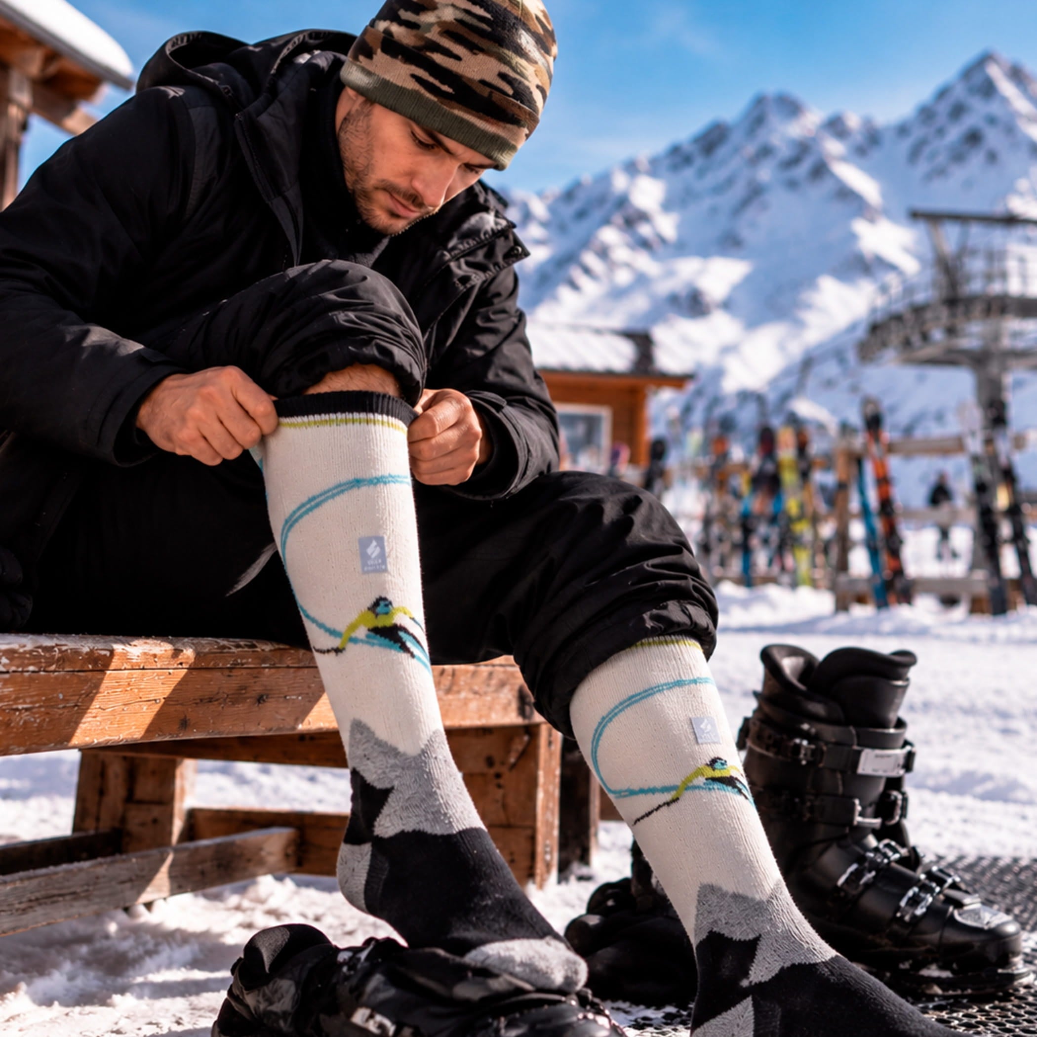 Meia térmica masculina para neve, frio, ski e snowboard Ultra Lite Outdoors 1.0 cano longo